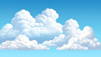 Fluffy cumulus clouds against a vibrant blue sky