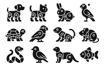 Fototapeta premium Pet cyber snake hamster lizard icon icons vector rabbit mouse turtle cat