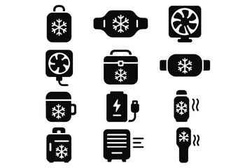 Ultra outdoor icon cooler wearable portable cooling insulin vector fan fridge