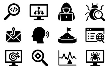 Web cybersecurity vulnerability analysis icon icons vector grid email attack anomaly detection