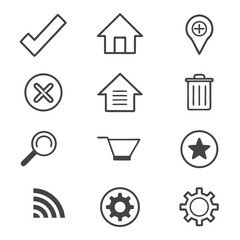 Set of 12 basic icons for web and app design the icons are designed with a clean and simple style, making them suitable for various applications
