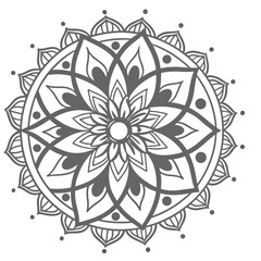 Intricate mandala pattern, featuring symmetrical floral elements and geometric shapes, perfect for coloring books, meditation, and spiritual designs