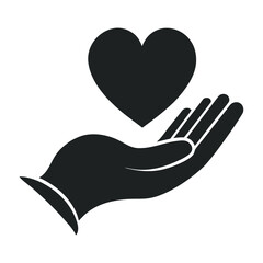 Minimalist graphic illustration of an open hand offering something