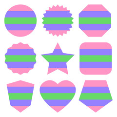 Set of shapes with Trigender pride flag colors.Vector illustration.