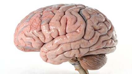 High-resolution 3D medical illustration of the human brain, realistic anatomical accuracy, isolated on white background for medical, educational, and healthcare use