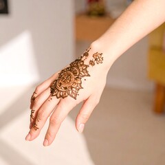 Henna hand design on light skin