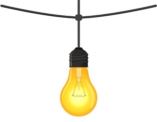 Illuminated lightbulb hanging from a string