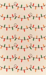 Pattern with Christmas garlands on light background. Atmospheric festive design for gift wrapping, textiles, greeting cards, wallpapers, and Christmas digital decor.