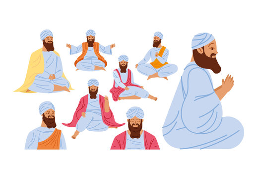 Colorful Bahadur Spiritual Traditional Culture Illustrations Set