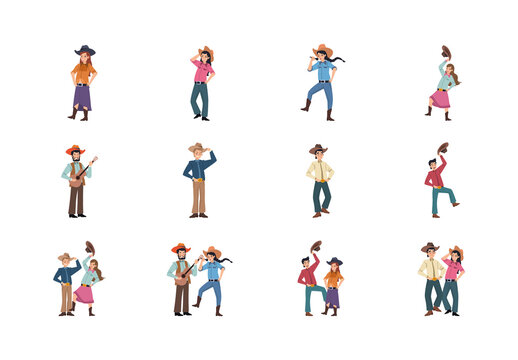 Colorful Country Music Dance Illustration Set