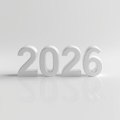 Clean Minimal 3D Illustration of 2026 Numbers Elegant White Typography for Business, Event, and Holiday Projects