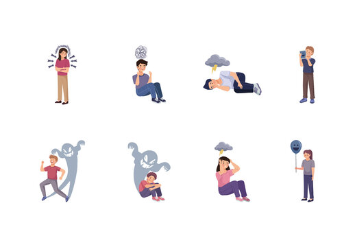 Colorful Depression Mental Health Illustration Set