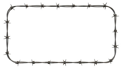 Realistic Barbed Wire Isolated on Transparent Background, Sharp Metal Fence with Spikes Symbolizing Security, Danger, Protection and Restricted Area
