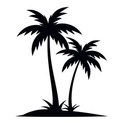 Minimalist silhouette illustration of two palm trees