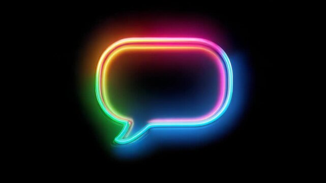 Colorful neon speech bubbles brighten a dark background