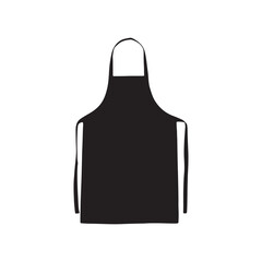 Simple Black Apron Isolated on a White Background