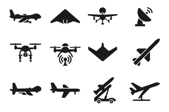 Detection reconnaissance vector drones attack stealth radar drone quadcopter military unmanned icon