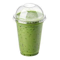 takeaway drink cup with dome lid, green smoothie inside