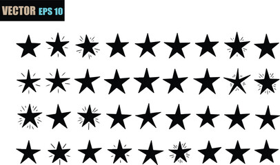 Naklejka premium A grid of black five pointed stars arranged in neat rows and columns perfect for design elements and decorative patterns