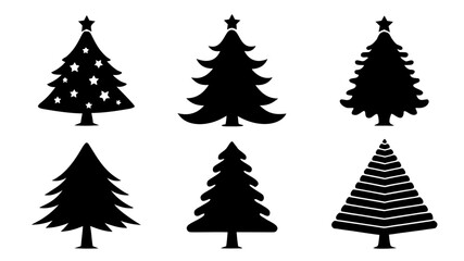 Christmas tree icons set winter holiday decoration vector illustration