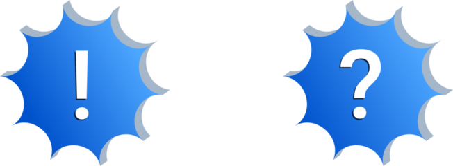 3D Blue Exclamation and Question Mark Icons Isolated on Transparent Background