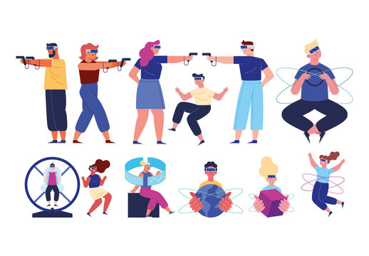Colorful Multiverse Experience People Illustrations Set