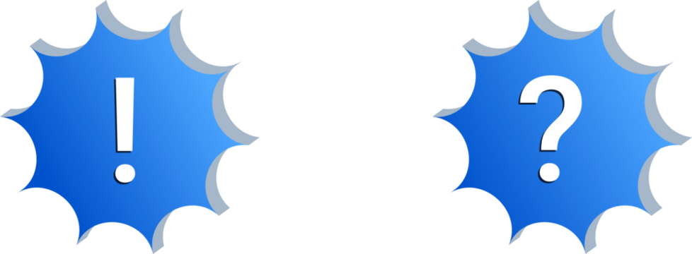 3D Blue Exclamation and Question Mark Icons Isolated on Transparent Background