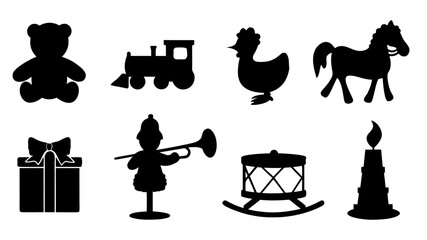 Collection of Black Silhouette Toy Illustrations For Festive Designs