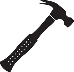 black silhouette of hammer on white background, vector
