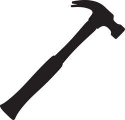  black silhouette of hammer on white background, vector