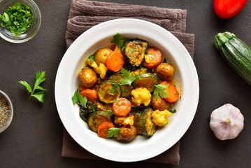 Stew from mixed vegetables, top view