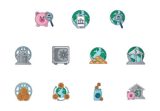 Green And Grey Banking Finance Economy World Set