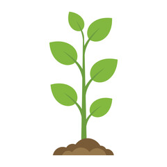A vibrant illustration of a young plant sprouting from a small pile of soil, showcasing growth.