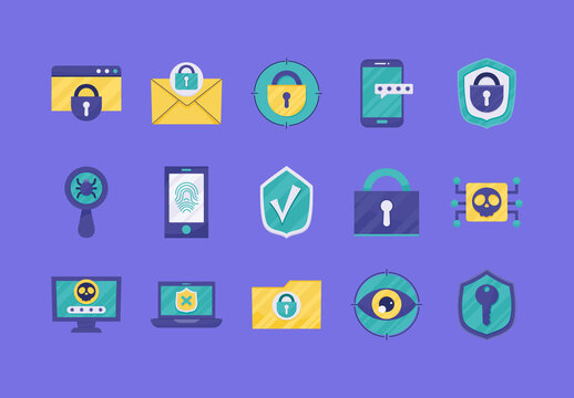 Colorful Cybersecurity Password Illustration Set