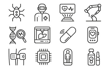 Cryo nanobot chamber cell icon organ vector chart biochip doctor medicine futuristic