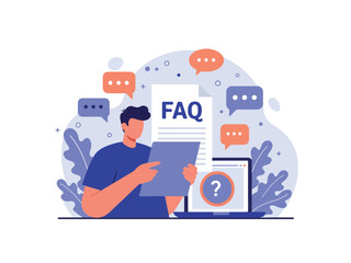 FAQ question answer flat UI web illustration