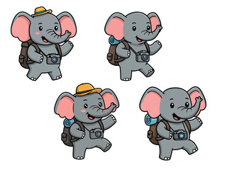 Elephant Cartoon Vector Travel Mascot
