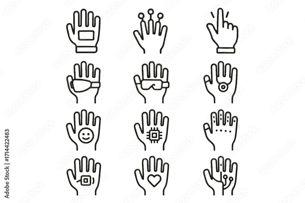 Poster sensor ai tactile interactive icon sensing icons biofeedback futuristic vector feedback glove