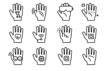 Fototapeta premium Emotion gloves wearable vector smart glove gesture tech connected vr icon haptic