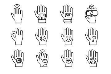 Futuristic biofeedback sensor ai glove icons emotion vector tracking icon haptic