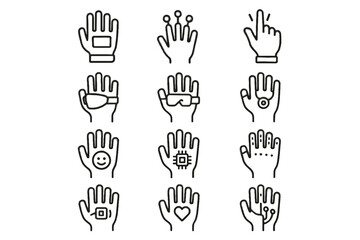 Fototapeta premium Sensor ai tactile interactive icon sensing icons biofeedback futuristic vector feedback glove