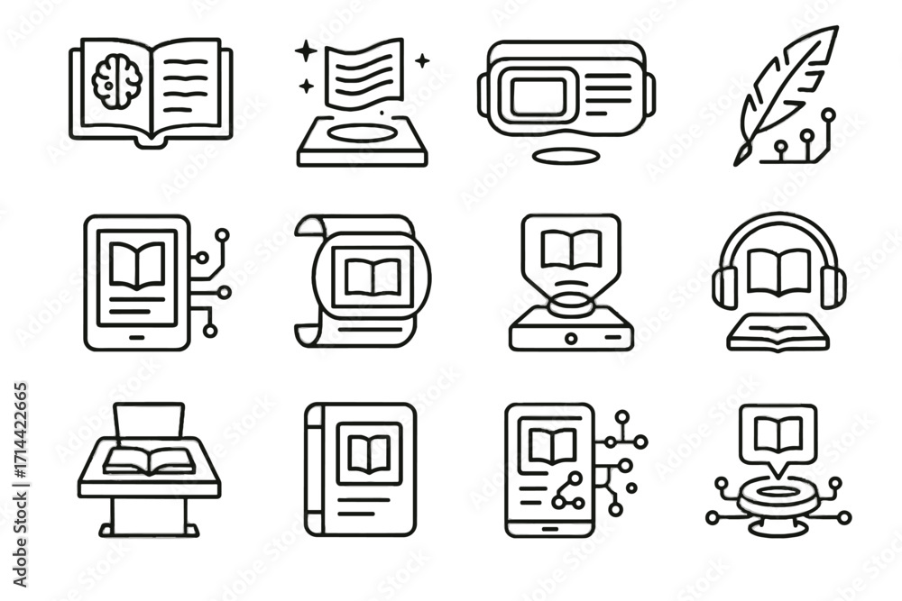 Poster manuscript storytelling immersive vector icon digital icons interactive projector device ai storyboo