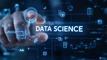 Fototapeta premium Data science technology and machine learning concept for business analytics and big data insights