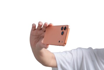 A person is holding a phone and taking a picture of themselves