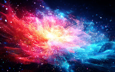 Fototapeta premium Vibrant Cosmic Explosion with Bright Colorful Nebula Patterns