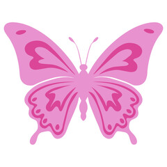 Illustration of a pink butterfly with detailed wing patterns and symmetrical design on a white background