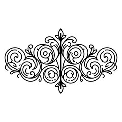 Abstract floral vector illustration with vintage scroll and ornate black leaf pattern elements