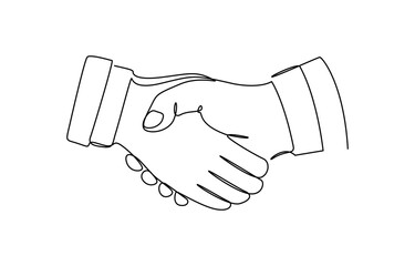 Minimalist handshake line art symbolizing partnerships and agreement achievement. EPS 10