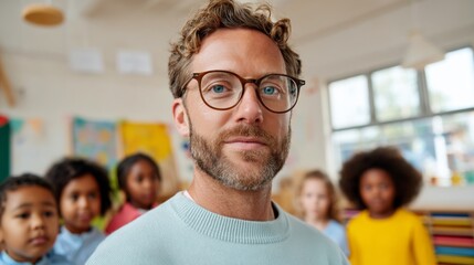 Man standing in front of classroom full of students.