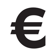 Fototapeta premium Black Euro Symbol on White Background Currency of Europe and European Union